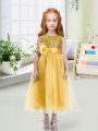 Vintage Scoop Sleeveless Organza Flower Girl Dresses Sequins and Hand Made Flower Zipper