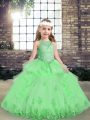 Custom Designed Sleeveless Appliques Lace Up Girls Pageant Dresses