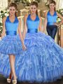 Ruffles and Pick Ups Sweet 16 Dresses Baby Blue Lace Up Sleeveless Floor Length