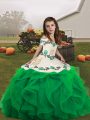 Wonderful Green Sleeveless Organza Lace Up Pageant Dresses
