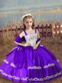 Most Popular Sleeveless Lace Up Floor Length Beading and Embroidery Little Girls Pageant Dress