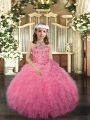 Best Sleeveless Lace Up Floor Length Beading Pageant Gowns For Girls