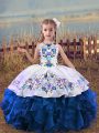 Discount Sleeveless Embroidery and Ruffles Lace Up Kids Formal Wear
