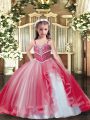 Custom Fit Sleeveless Lace Up Floor Length Beading Child Pageant Dress