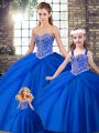 High Class Sleeveless Brush Train Beading and Pick Ups Lace Up Quinceanera Dresses