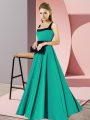 Turquoise Square Neckline Belt Court Dresses for Sweet 16 Sleeveless Zipper