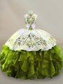 Artistic Olive Green Sleeveless Organza Side Zipper Quinceanera Gowns for Sweet 16 and Quinceanera