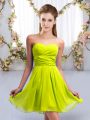 Nice Yellow Green Wedding Party Dress Wedding Party with Ruching Sweetheart Sleeveless Lace Up