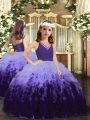 Floor Length Multi-color Pageant Gowns For Girls Tulle Sleeveless Ruffles