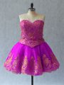 Smart Ball Gowns Club Wear Fuchsia Sweetheart Tulle Sleeveless Mini Length Lace Up