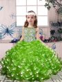 Scoop Sleeveless Organza Little Girls Pageant Dress Beading and Ruffles Lace Up