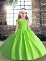 Spaghetti Straps Sleeveless Girls Pageant Dresses Floor Length Beading and Ruching Tulle