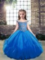 Off The Shoulder Sleeveless Tulle Little Girls Pageant Dress Beading Lace Up