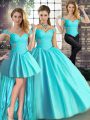 Low Price Aqua Blue Off The Shoulder Neckline Beading 15 Quinceanera Dress Sleeveless Lace Up