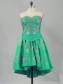 Colorful Turquoise Sweetheart Lace Up Embroidery Homecoming Dress Sleeveless