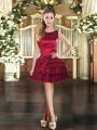 Ruffled Layers Prom Dress Wine Red Lace Up Sleeveless Mini Length