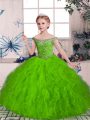 Custom Design Sleeveless Floor Length Beading and Ruffles Lace Up Pageant Dress Womens
