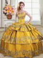 Edgy Sweetheart Sleeveless Lace Up Ball Gown Prom Dress Gold Satin and Organza