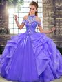 On Sale Halter Top Sleeveless Lace Up 15th Birthday Dress Purple Organza