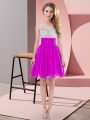 Perfect Fuchsia Bridesmaid Dresses Wedding Party with Beading Scoop Sleeveless Side Zipper