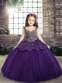 Low Price Sleeveless Beading and Appliques Lace Up Pageant Gowns For Girls