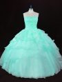 Sleeveless Lace Up Floor Length Ruffles and Hand Made Flower Quince Ball Gowns