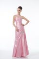 Fantastic Baby Pink Taffeta Lace Up Evening Outfits Sleeveless Floor Length Beading and Ruching