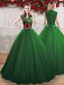 Floor Length A-line Sleeveless Green Ball Gown Prom Dress Lace Up