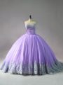 Lavender Quinceanera Dresses Sweetheart Sleeveless Court Train Lace Up
