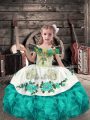 Sleeveless Beading and Embroidery and Ruffles Lace Up Pageant Dress for Womens