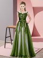 Olive Green Empire Beading and Lace Quinceanera Court of Honor Dress Zipper Tulle Sleeveless Floor Length