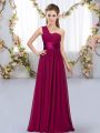Clearance Fuchsia Empire One Shoulder Sleeveless Chiffon Floor Length Lace Up Belt Court Dresses for Sweet 16