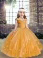 Attractive Sleeveless Beading and Hand Made Flower Lace Up Little Girls Pageant Dress Wholesale