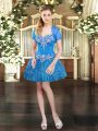 Ball Gowns Homecoming Dress Blue Sweetheart Tulle Sleeveless Mini Length Lace Up