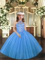 Sleeveless Lace Up Floor Length Beading Pageant Dress for Teens