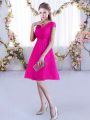 Lace V-neck Cap Sleeves Lace Up Lace Quinceanera Dama Dress in Hot Pink
