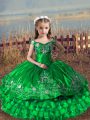 Floor Length Ball Gowns Sleeveless Green Little Girls Pageant Dress Wholesale Lace Up