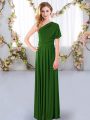 Green Sleeveless Ruching Floor Length Quinceanera Dama Dress