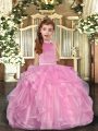 Custom Designed Organza Sleeveless Floor Length Pageant Gowns and Beading and Ruffles