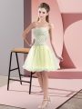 Fabulous Sweetheart Sleeveless Zipper Prom Evening Gown Yellow Green Tulle