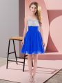 Graceful Chiffon Scoop Sleeveless Side Zipper Beading Bridesmaid Gown in Royal Blue