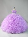 Exceptional Sleeveless Floor Length Beading and Ruffles Zipper Sweet 16 Dress with Lavender
