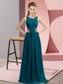 Latest Teal Sleeveless Chiffon Zipper Dama Dress for Wedding Party