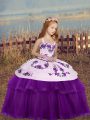 Adorable Straps Sleeveless Lace Up Child Pageant Dress Eggplant Purple Tulle