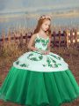 Discount Ball Gowns Winning Pageant Gowns Green Straps Organza Sleeveless Floor Length Side Zipper