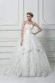 Affordable Strapless Sleeveless Brush Train Lace Up Bridal Gown White Tulle