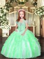 Beautiful Floor Length Ball Gowns Sleeveless Little Girls Pageant Gowns Lace Up
