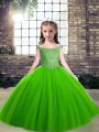 Floor Length Girls Pageant Dresses Off The Shoulder Sleeveless Lace Up
