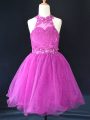 Sleeveless Beading and Lace Lace Up Pageant Gowns For Girls