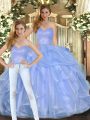 Lavender Sweetheart Neckline Ruffles Sweet 16 Dresses Sleeveless Lace Up